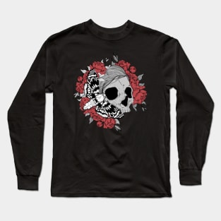 Rose floral skull female Long Sleeve T-Shirt